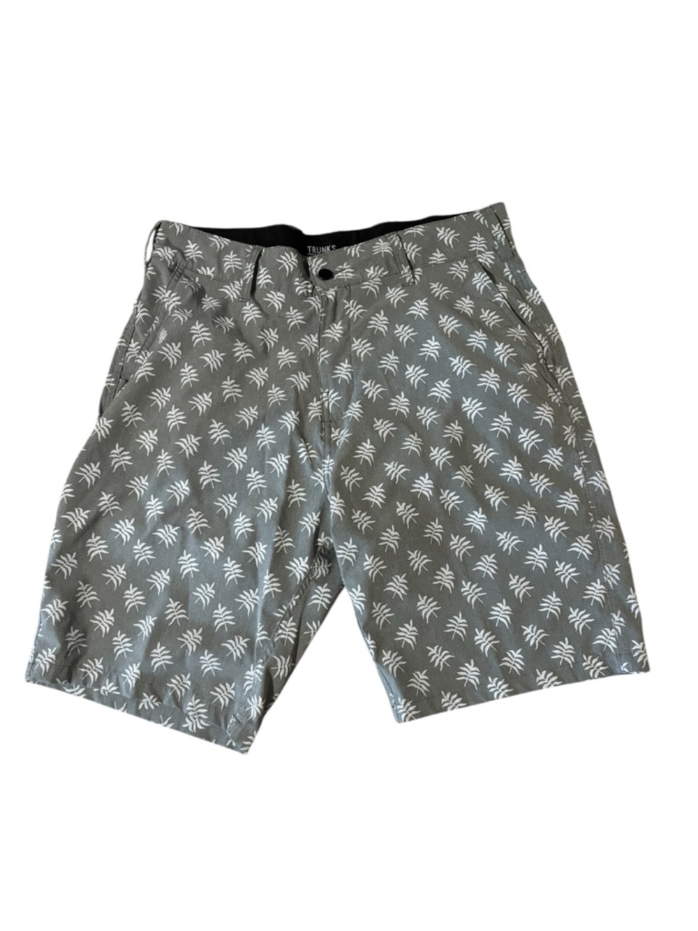 TRUNK89 Men's Gray Palm-Print Flat Front Shorts